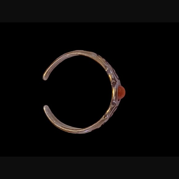 Silpada 925 Silver Scroll Red Coral Bead Adjustable Toe Ring Size 4 - Picture 5 of 9